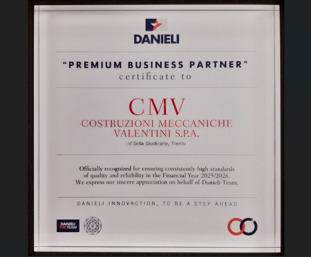 CMV riceve il riconoscimento "Premium Business Partner" da Danieli